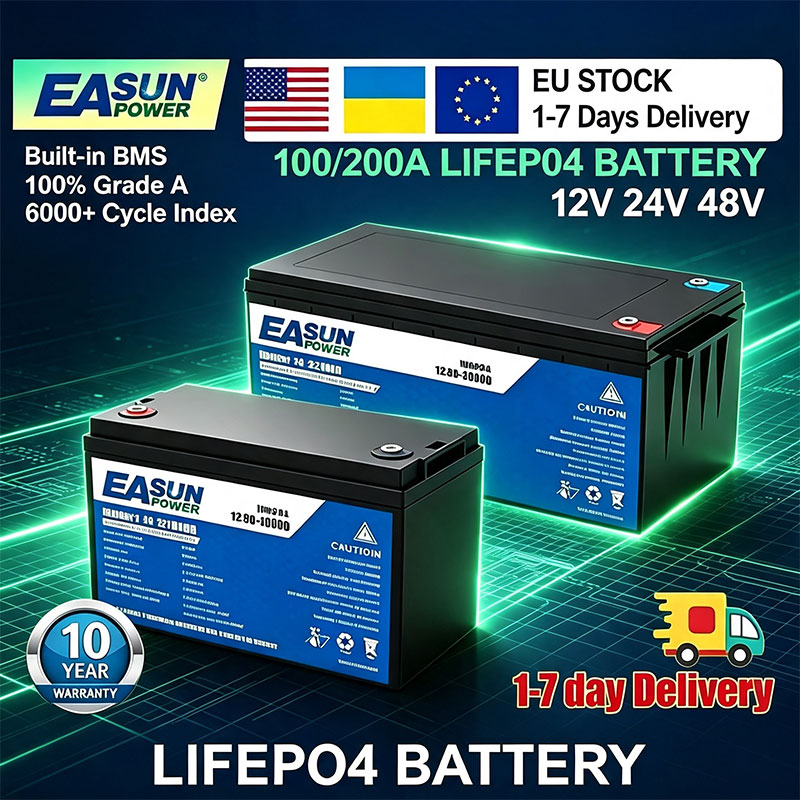 Grid Tie Inverter Limiter 2000W - Batería EASUN POWER LiFePO4 100Ah 200Ah