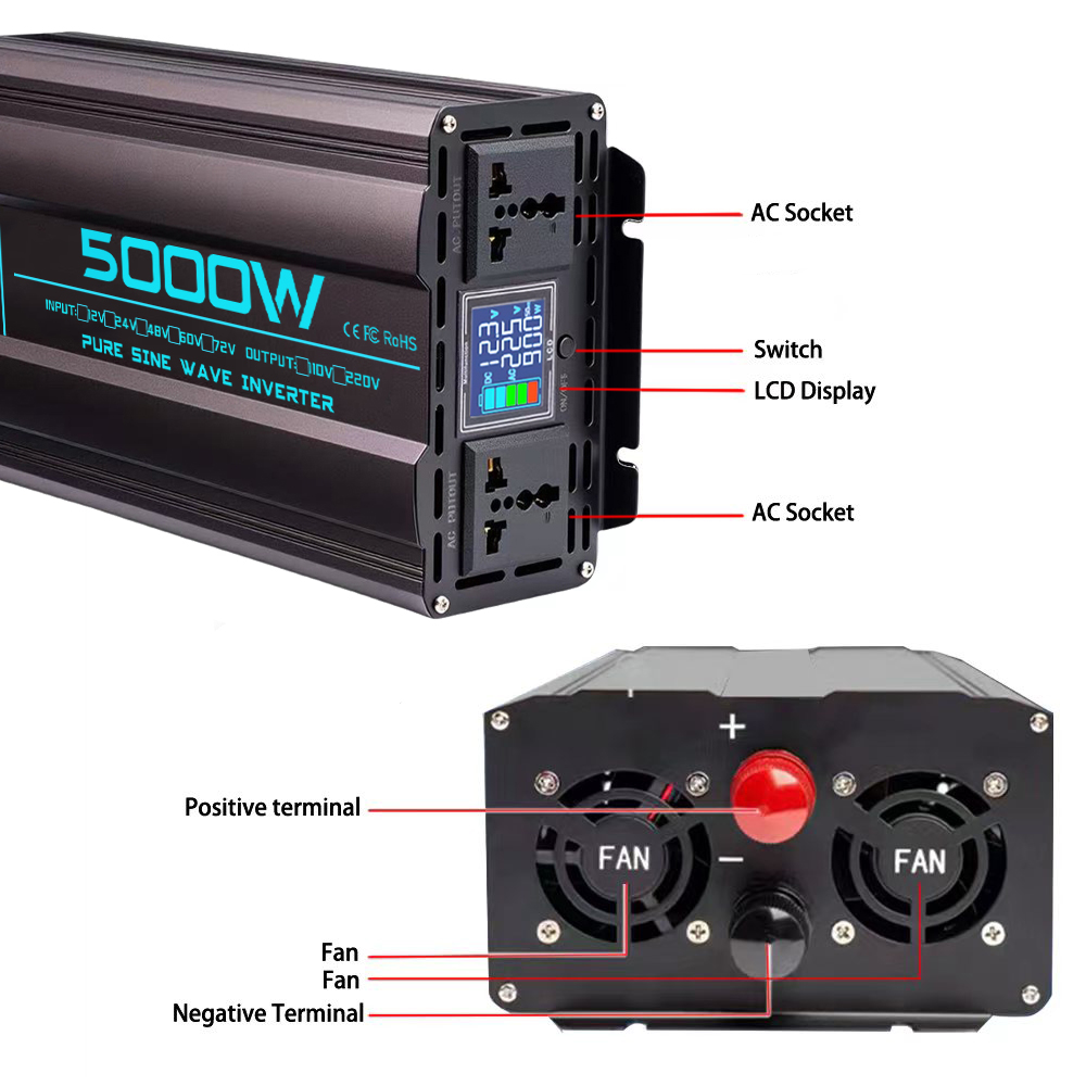 Inversor de onda sinusoidal pu - Pure Sine Wave Inverter 5000W 48V 220V reseña y precio